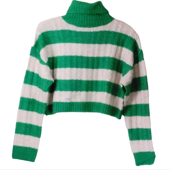 Striped Cropped Turtleneck Sweater - Picture 6 of 9